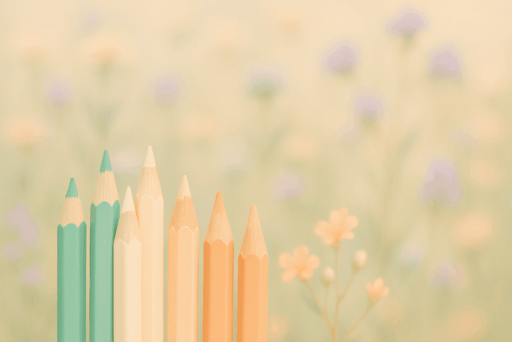 Coloring pencils in a field of wild flowers